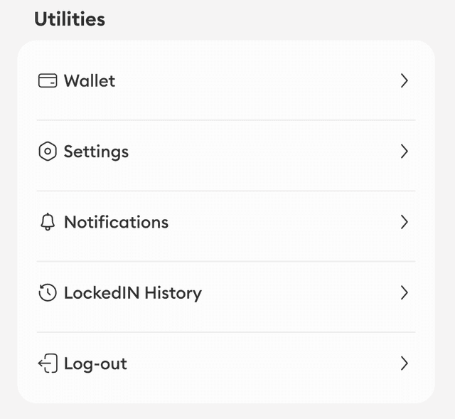 Settings screen